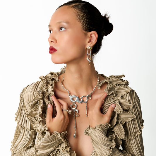 ''LIQUID SILVER'' NECKLACE